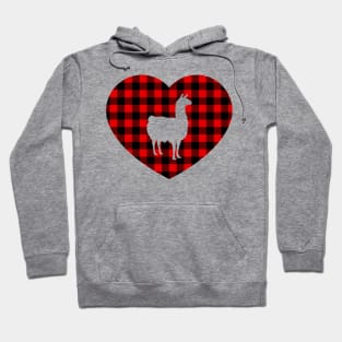 Llama Heart Buffalo Plaid Hoodie